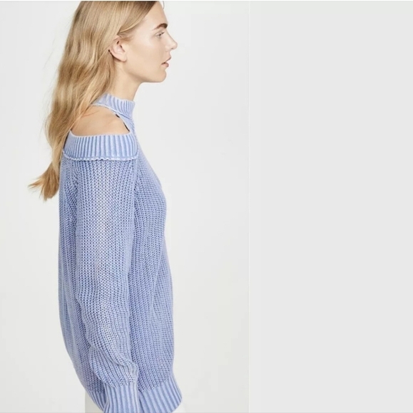 Free People Half Moon Cut out Sweater Blue Size Large - Picture 3 of 9